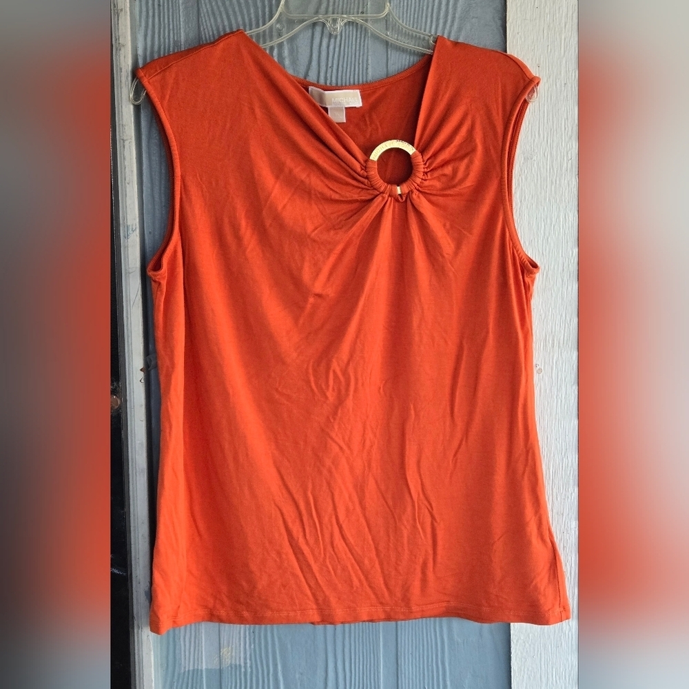 Michael Kors Orange Tank Top with Ring Accent - Picture 3 of 9